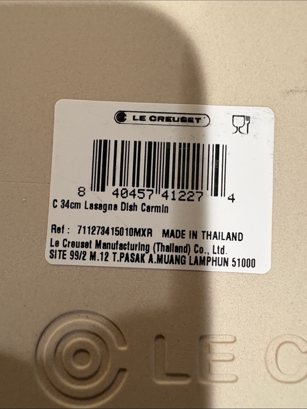 Le Creuset Cream Lasagna Dish - 34cm Ceramic